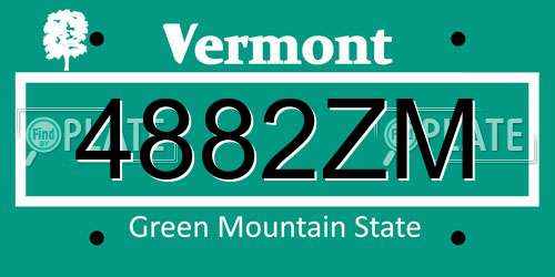4882ZM Vermont License Plate