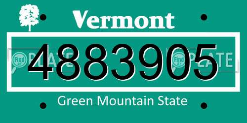 4883905 Vermont License Plate