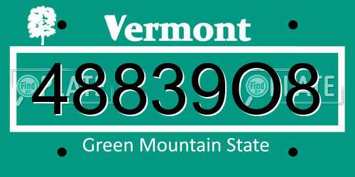 48839O8 Vermont License Plate