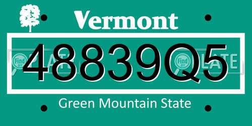 48839Q5 Vermont License Plate