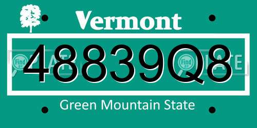 48839Q8 Vermont License Plate