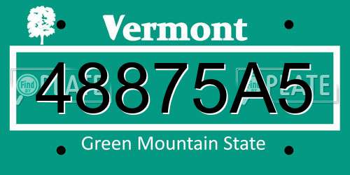 48875A5 Vermont License Plate