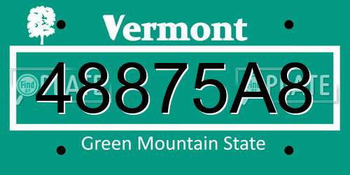 48875A8 Vermont License Plate
