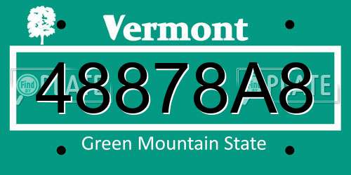 48878A8 Vermont License Plate