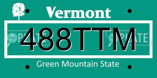 488TTM Vermont License Plate