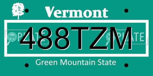 488TZM Vermont License Plate