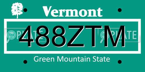 488ZTM Vermont License Plate