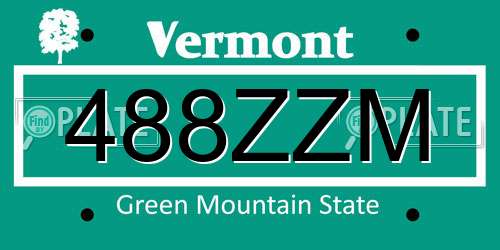 488ZZM Vermont License Plate