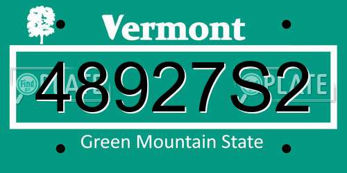 48927S2 Vermont License Plate