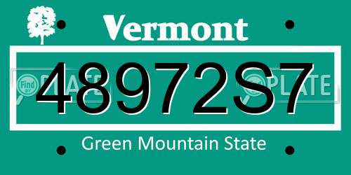 48972S7 Vermont License Plate
