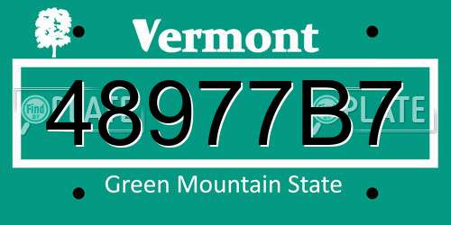 48977B7 Vermont License Plate