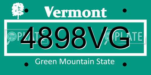 4898VG Vermont License Plate