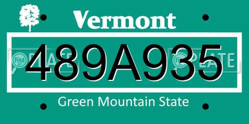 489A935 Vermont License Plate