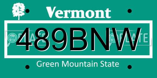 489BNW Vermont License Plate