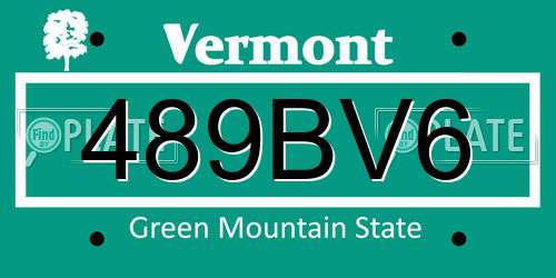489BV6 Vermont License Plate