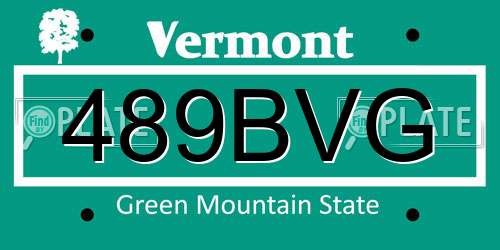 489BVG Vermont License Plate