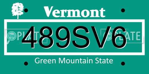 489SV6 Vermont License Plate