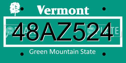 48AZ524 Vermont License Plate