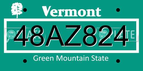 48AZ824 Vermont License Plate