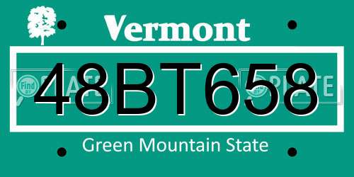 48BT658 Vermont License Plate