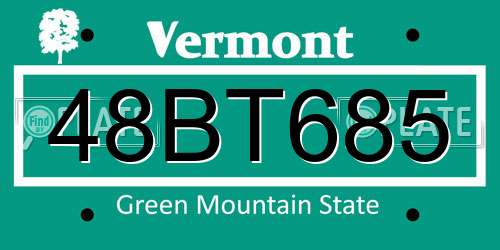 48BT685 Vermont License Plate