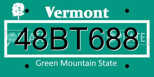 48BT688 Vermont License Plate