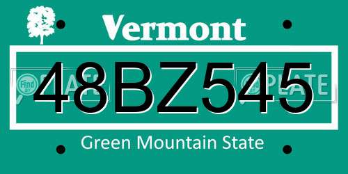 48BZ545 Vermont License Plate