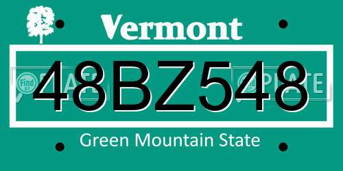 48BZ548 Vermont License Plate