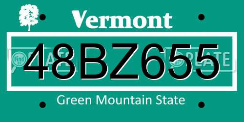 48BZ655 Vermont License Plate