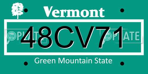 48CV71 Vermont License Plate