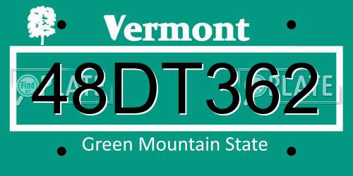 48DT362 Vermont License Plate