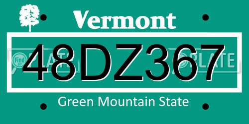 48DZ367 Vermont License Plate