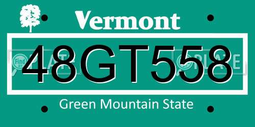 48GT558 Vermont License Plate