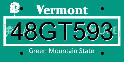 48GT593 Vermont License Plate