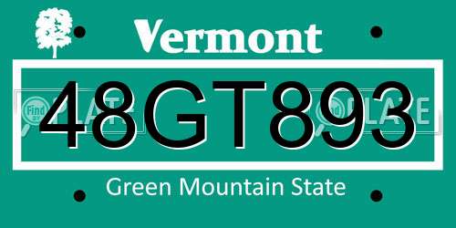 48GT893 Vermont License Plate