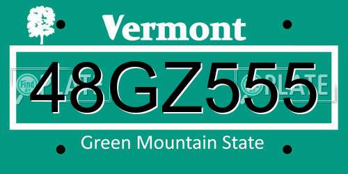48GZ555 Vermont License Plate
