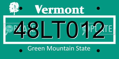 48LT012 Vermont License Plate