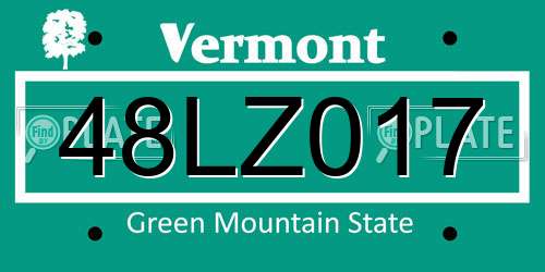 48LZ017 Vermont License Plate
