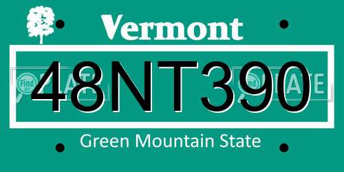 48NT390 Vermont License Plate