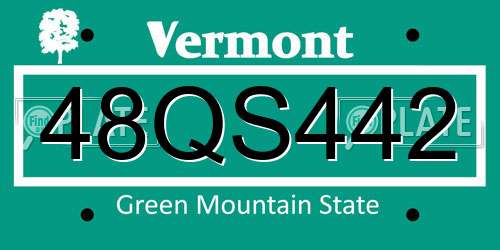 48QS442 Vermont License Plate