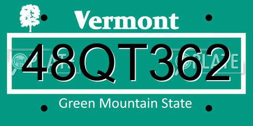 48QT362 Vermont License Plate