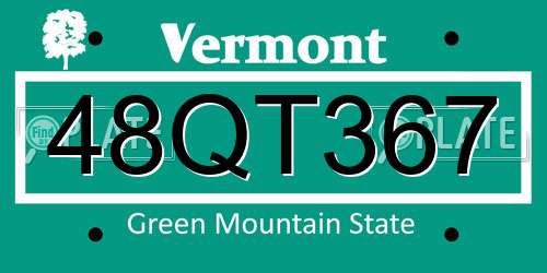 48QT367 Vermont License Plate