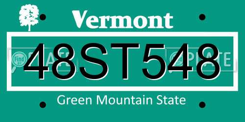 48ST548 Vermont License Plate