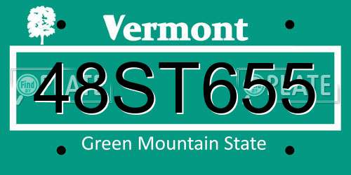 48ST655 Vermont License Plate