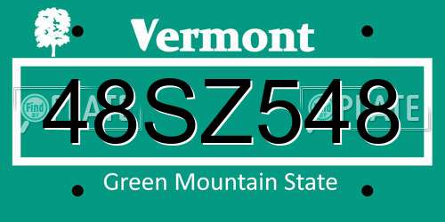 48SZ548 Vermont License Plate