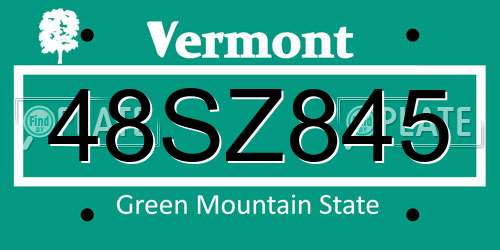 48SZ845 Vermont License Plate