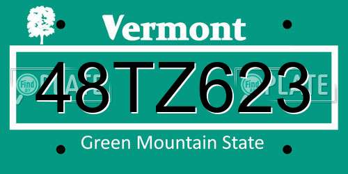 48TZ623 Vermont License Plate