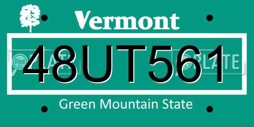 48UT561 Vermont License Plate