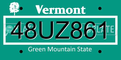 48UZ861 Vermont License Plate