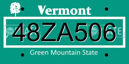 48ZA506 Vermont License Plate